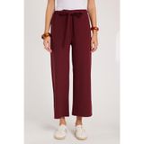 TUDORS Relax Fit Rahat Kesim Lastikli Kuşak Bağlamalı Geniş Paça Pantolon, 48, PN250048, Bordo, Kadın