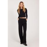 TUDORS Relax Fit Rahat Kesim Modal Kumaş Yüksek Bel Geniş Paça Pantolon, L, PN250052, Siyah, Kadın