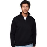TUDORS Relax Fit Rahat Kesim Pamuklu İçi Polarlı Yarım Fermuarlı Dik Yaka Sweatshirt, S, SW240002-01, Siyah, erkek
