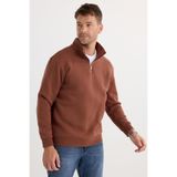 TUDORS Relax Fit Rahat Kesim Pamuklu İçi Polarlı Yarım Fermuarlı Dik Yaka Sweatshirt, XS, SW240002-01, Kahverengi, erkek