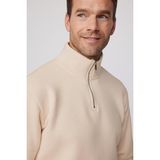 Tudors Relax Fit Rahat Kesim Pamuklu Içi Polarlı Yarım Fermuarlı Ekru Dik Yaka Sweatshirt