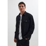 TUDORS Relax Fit Rahat Kesim Spor Yaka Çift Cep Kapaklı Denim Gömlek, M, RF250060, Siyah, Erkek