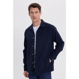 TUDORS Relax Fit Rahat Kesim Yandan Flota Cep Oduncu Ceket Mont Gömlek, L, RF250075, Lacivert, Erkek