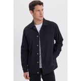 TUDORS Relax Fit Rahat Kesim Yandan Flota Cep Oduncu Ceket Mont Gömlek, M, RF250075, Siyah, Erkek