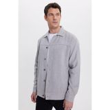 TUDORS Relax Fit Rahat Kesim Yandan Flota Cep Oduncu Gömlek, M, RF250075, Gri, Erkek