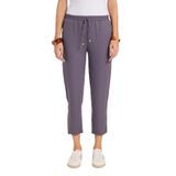 TUDORS Relax Fit Rahat Kesim Yüksek Bel Dar Paça Beli Lastikli Bağcıklı Pantolon, 38, PN250046, Antrasit, Kadın