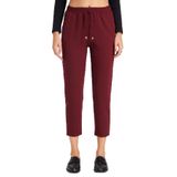 TUDORS Relax Fit Rahat Kesim Yüksek Bel Dar Paça Beli Lastikli Bağcıklı Pantolon, 48, PN250046, Bordo, Kadın