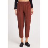 TUDORS Relax Fit Rahat Kesim Yüksek Bel Düz Paça Beli Lastikli Pantolon, 40, PN250047, Kahverengi, Kadın