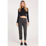 TUDORS Relax Fit Rahat Kesim Yüksek Bel Düz Paça Beli Lastikli Pantolon, 42, PN250047, Antrasit, Kadın