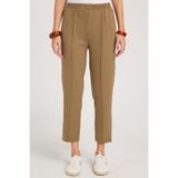TUDORS Relax Fit Rahat Kesim Yüksek Bel Düz Paça Beli Lastikli Pantolon, 42, PN250047, Haki, Kadın