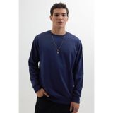TUDORS Relax Fit Rahat Kesim%100 Pamuk 2 İplik Bisiklet Yaka Sweatshirt, M, SW250013, Lacivert, erkek