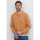 TUDORS Relax Fit Rahat Kesim%100 Pamuk Basic Bisiklet Yaka Sweatshirt, L, SW230001-OCB, Camel, erkek