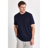 TUDORS Relax Fit Rahat Kesim%100 Pamuk Bisiklet Yaka Tişört, XL, TS240020-L39, Lacivert, Erkek