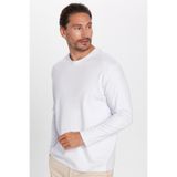 TUDORS Relax Fit Rahat Kesim%100 Pamuk Uzun Kollu Bisiklet Yaka Basic Tişört, M, SW240014, Beyaz, Erkek