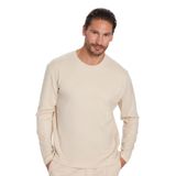 TUDORS Relax Fit Rahat Kesim%100 Pamuk Uzun Kollu Bisiklet Yaka Basic Tişört, XL, SW240014, Bej, Erkek