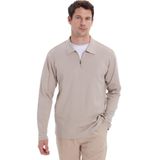 TUDORS Relax Fit Rahat Kesim%100 Pamuk Yarım Fermuarlı Polo Yaka İnterlok Sweatshirt, XL, TS250038, Taş, Erkek