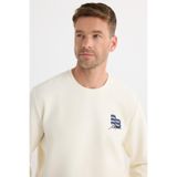 TUDORS Relax Fit Sweatshirt Pamuklu Yumuşak Dokulu İç Polarlı Baskılı, XXL, SW250004, Ekru, erkek
