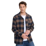TUDORS Relax Fit Uzun Kollu Kareli Oduncu Gömlek, M, RF250079, Kahverengi-Lacivert, Erkek