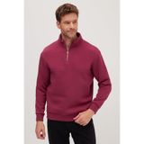 TUDORS Relax Fit Yarım Fermuarlı Dik Yaka Sweatshirt, 3XL, SW240002, Fuşya, erkek