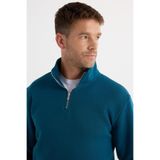 TUDORS Relax Fit Yarım Fermuarlı Dik Yaka Sweatshirt İçi Polarlı, XL, SW240002-01, İndigo, erkek