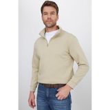 TUDORS Relax Fit Yarım Fermuarlı Dik Yaka Sweatshirt, L, SW240002, Bej, erkek