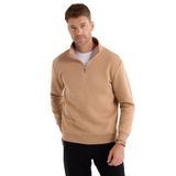 TUDORS Relax Fit Yarım Fermuarlı Dik Yaka Sweatshirt, XS, SW240002-01, Taş, erkek