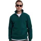 TUDORS Relax Fit Yarım Fermuarlı Dik Yaka Sweatshirt, XXL, SW240002-01, Haki, erkek