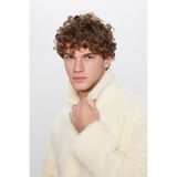 TUDORS Relax Fit Yarım Fermuarlı Kanguru Cepli Dik Yaka Peluş Sweatshirt, XXL, RF250025, Ekru, erkek