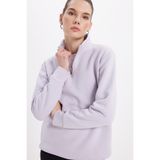 TUDORS Relax Fit Yarım Fermuarlı Pamuklu İçi Polarlı Sweatshirt, S, SW240016-MNK, Lila, kadın