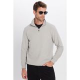 TUDORS Relax Fit Yarım Fermuarlı Pamuklu Sweatshirt, XL, SW240007-47, Gri, erkek