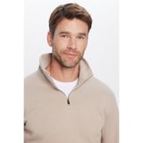 TUDORS Relax Fit Yarım Fermuarlı Sweatshirt, M, SW240002-01, Taş, erkek
