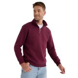 TUDORS Relax Fit Yarım Fermuarlı Sweatshirt, S, SW240002, Bordo, erkek