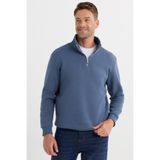 TUDORS Relax Fit Yarım Fermuarlı Sweatshirt, S, SW240002, Mavi, erkek