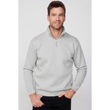 TUDORS Relax Fit Yarım Fermuarlı Sweatshirt, XL, SW240002-01, Açık Taş, erkek