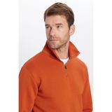 TUDORS Relax Fit Yarım Fermuarlı Sweatshirt, XL, SW240002-01, Kiremit, erkek
