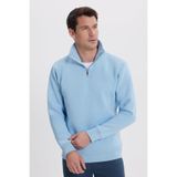 TUDORS Relax Fit Yarım Fermuarlı Sweatshirt, XL, SW240002-01, Mavi, erkek