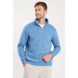 TUDORS Relax Fit Yarım Fermuarlı Sweatshirt, XL, SW240002, Mavi, erkek