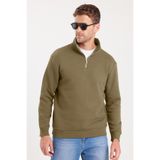 TUDORS Relax Fit Yarım Fermuarlı Sweatshirt, XS, SW240002, Haki, erkek