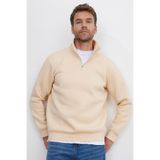 TUDORS Relax Fit Yarım Fermuarlı Sweatshirt, XXL, SW240002-01, Ekru, erkek