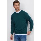 TUDORS Relax Fit%100 Pamuk Basic Bisiklet Yaka Sweatshirt, XS, SW230001-01, Yeşil, erkek