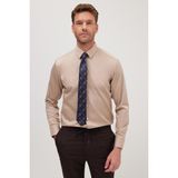 Tudors Slim Fit Bej Non-Iron %100 Pamuk Doğa Dostu Ekoteks Belgeli Ütü Gerektirmez Gömlek - 2XL