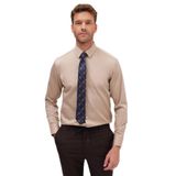 Tudors Slim Fit Bej Non-Iron %100 Pamuk Doğa Dostu Ekoteks Belgeli Ütü Gerektirmez Gömlek - XL