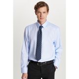 Tudors Slim Fit Beyaz Non-Iron %100 Pamuk Doğa Dostu Ekoteks Belgeli Ütü Gerektirmez Gömlek - Mavi