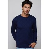 Tudors Slim Fit Bisiklet Yaka Desenli Lacivert Erkek Triko Kazak