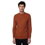 Tudors Slim Fit Bisiklet Yaka Desenli Tarçın Erkek Triko Kazak - 2XL