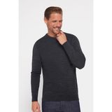 Tudors Slim Fit Bisiklet Yaka Kendinden Desenli Antrasit Erkek Triko Kazak