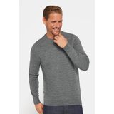 Tudors Slim Fit Bisiklet Yaka Kendinden Desenli Gri Erkek Triko Kazak