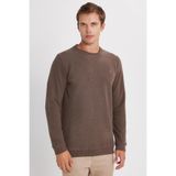 TUDORS Slim Fit Bisiklet Yaka Pamuklu Sweatshirt, XXL, SW250016, Kahverengi, erkek