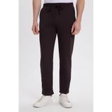 TUDORS Slim Fit Dar Kesim Beli Bağcıklı 3 Cepli Geniş Paça Koyu Kahve Eşofman Altı, M, SP250006, Koyu Kahve, Erkek