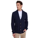 Tudors Slim Fit Dar Kesim Desenli Yumuşak Dokulu Düğmeli Lacivert Erkek Hırka - 2XL